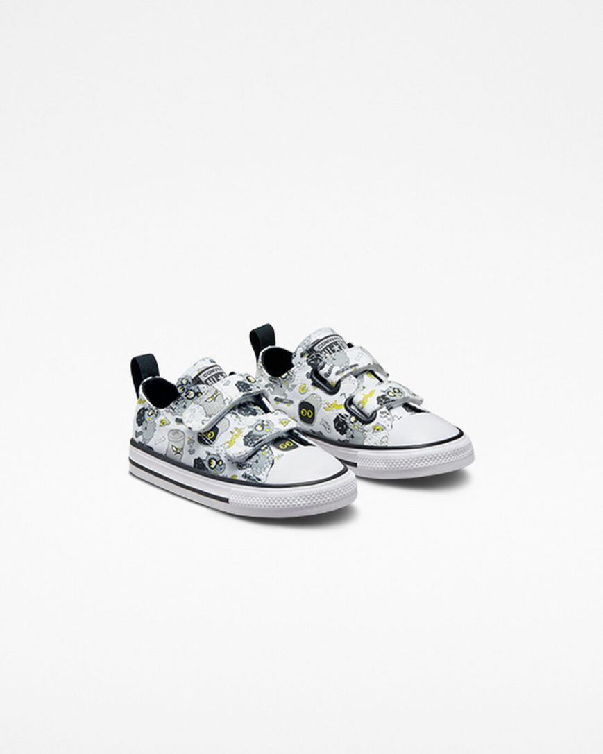 Tenisi Fete Converse Chuck Taylor All Star Easy-On Raccoons Albi Negrii Gri | RO 0ZIYQ317